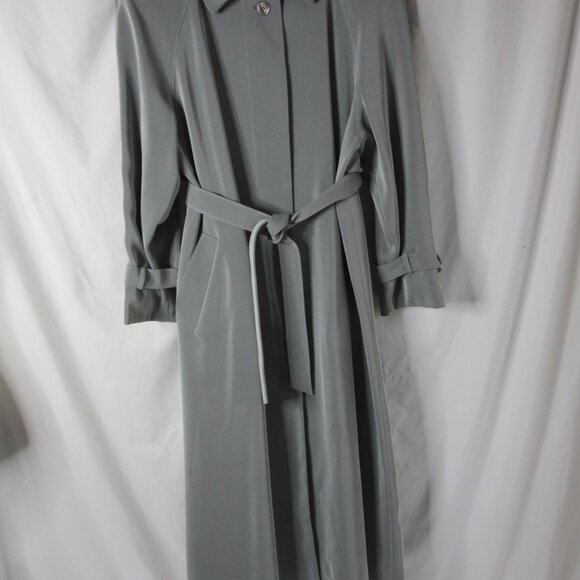 Utex Design Trench Coat Woman's Button Up Pockets Lined Full Length Gray Size 14 - Picture 12 of 15